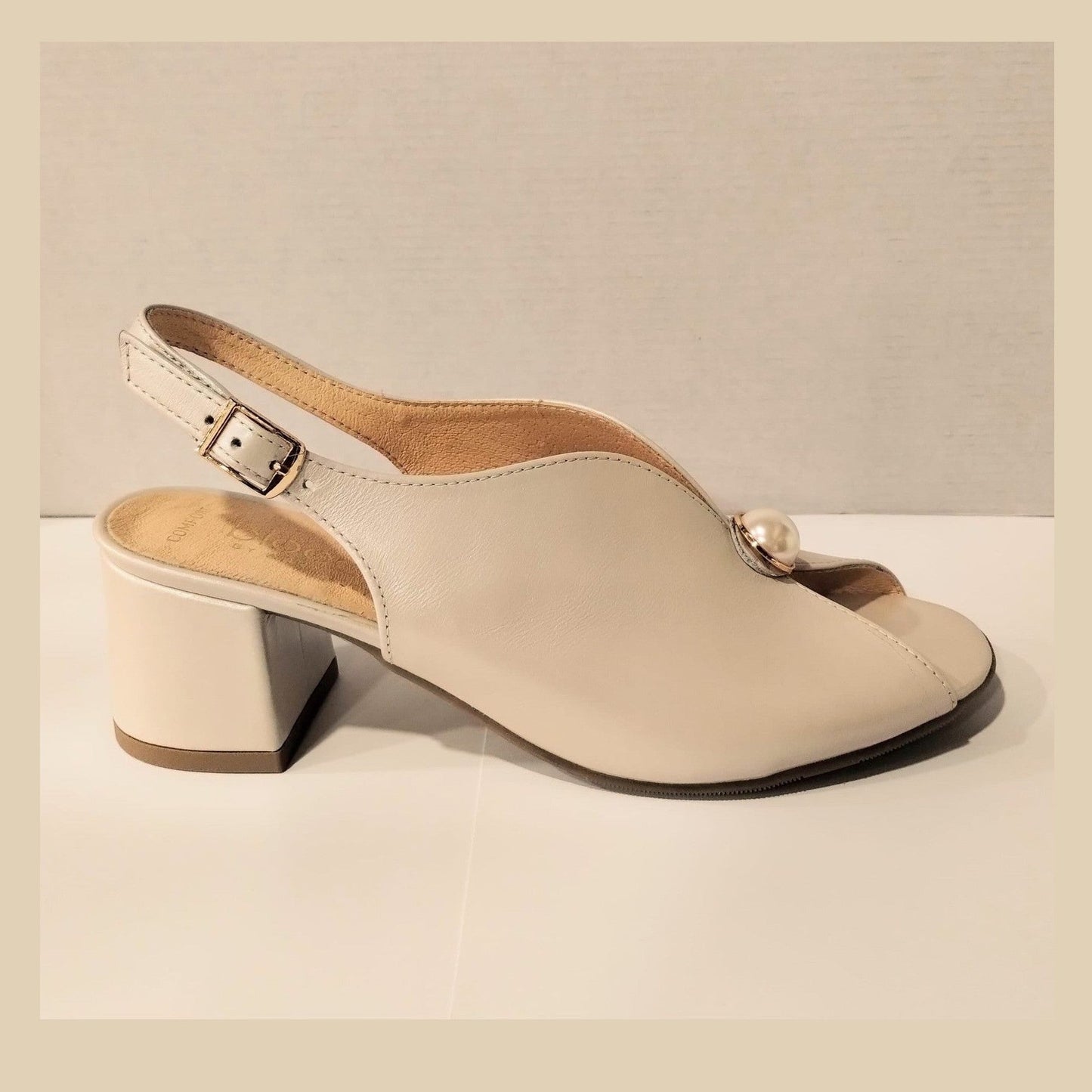 Bioeco Occasion Wear 4261 PEARL Soft Leather Wide Fitting Slingback Shoe