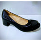 Bioeco Occasion Wear 6756 NAVY SHIMMER Soft Leather Wide Fitting Block Heel Court Shoe
