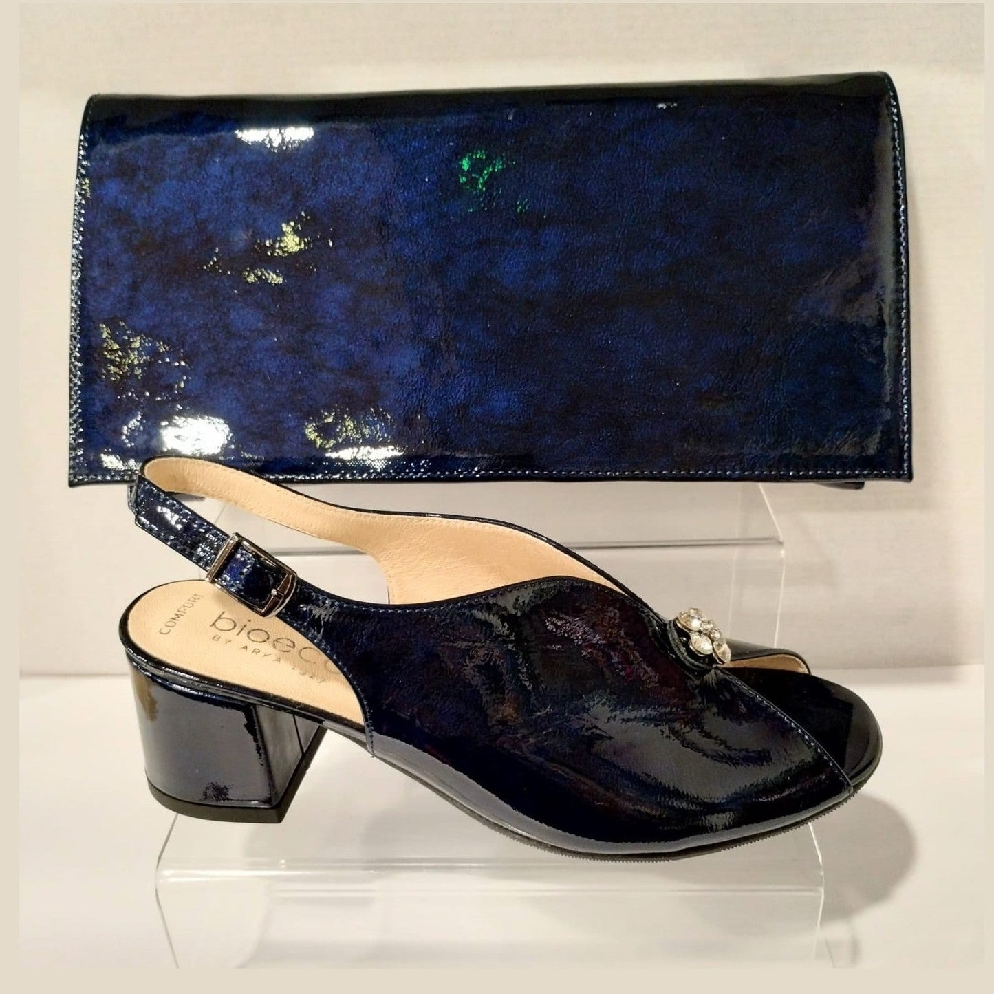Bioeco Occasion Wear B002 NAVY PATENT Bag to Match 4216 and 4263 Shoes B002-2906