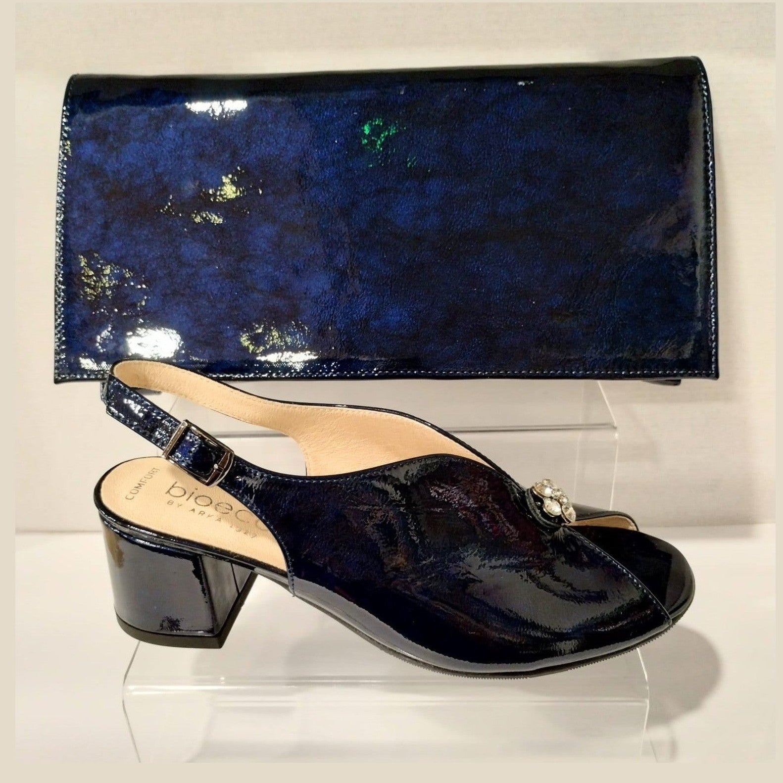 Bioeco Occasion Wear B002 NAVY PATENT Bag to Match 4216 and 4263 Shoes B002-2906
