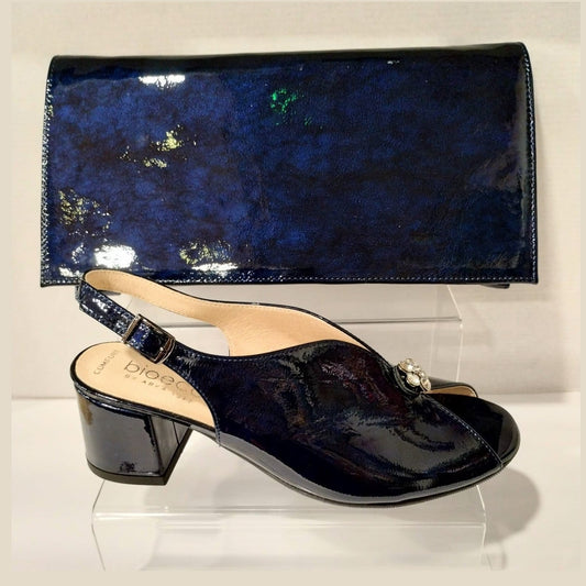 Bioeco Occasion Wear B002 NAVY PATENT Bag to Match 4216 and 4263 Shoes B002-2906