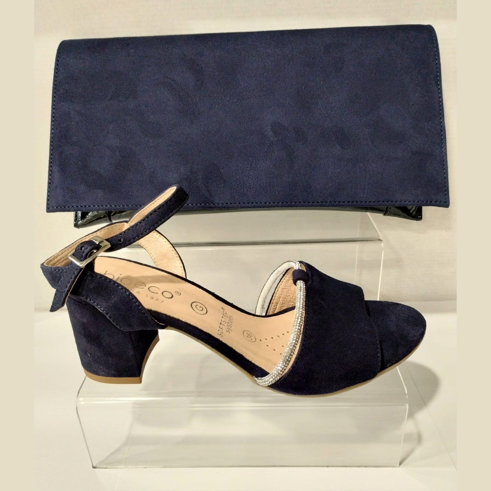 Bioeco Occasion Wear B002 NAVY SUEDE Clutch Handbag to match 4040 Sandals B002-1217