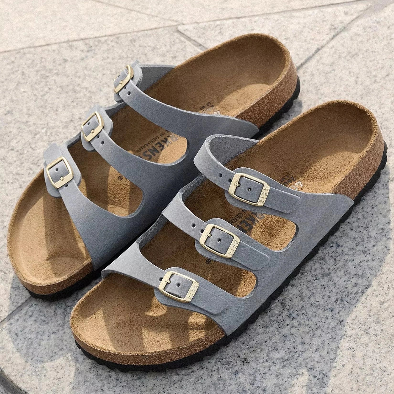 Birkenstock Florida Oiled Leather BASALT GREY 3 Strap Sandal Regular - 1031857