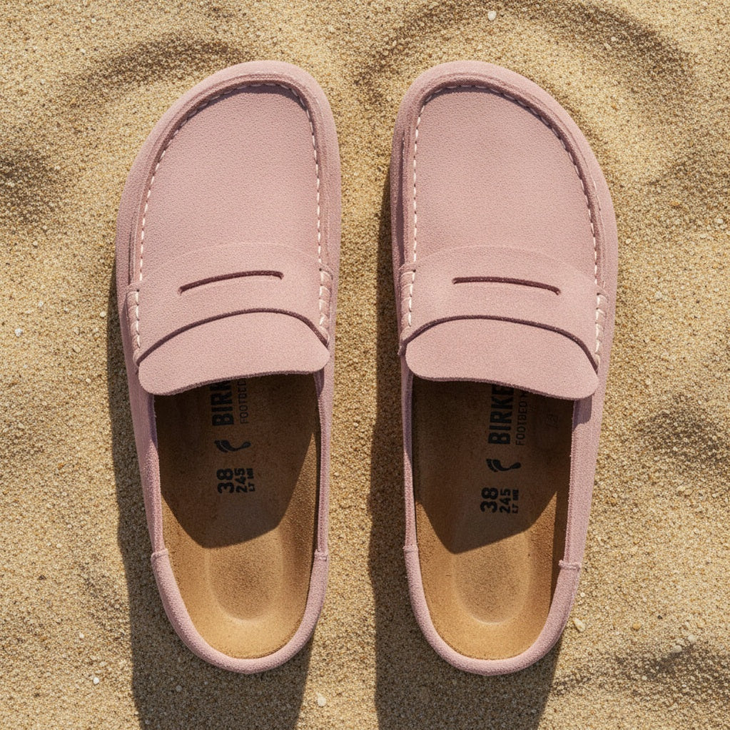 Birkenstock Naples Moccasin Slip On Wrapped Suede PINK CLAY Regular - 1031675