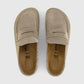 Birkenstock Naples Wrapped Suede Moccasin Clog Sandal TAUPE Regular - 1029675