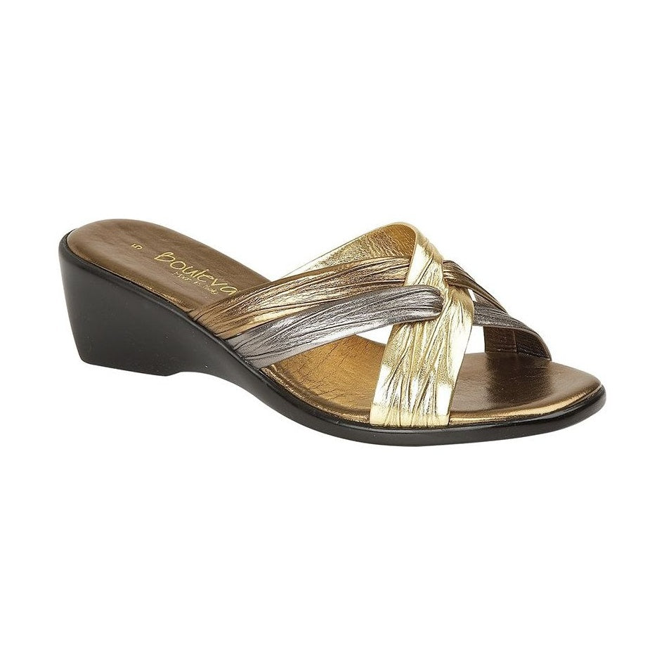 Boulevard Bronze MULTI Low Wedge Mule Sandal L9558 BG