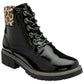 Lotus Boot Charleston Patent Ankle Boot with Lace and zip BLACK  PAT ULB383