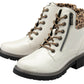 Lotus Boot Charleston Patent Ankle Boot with Lace and zip WHITE ULB383