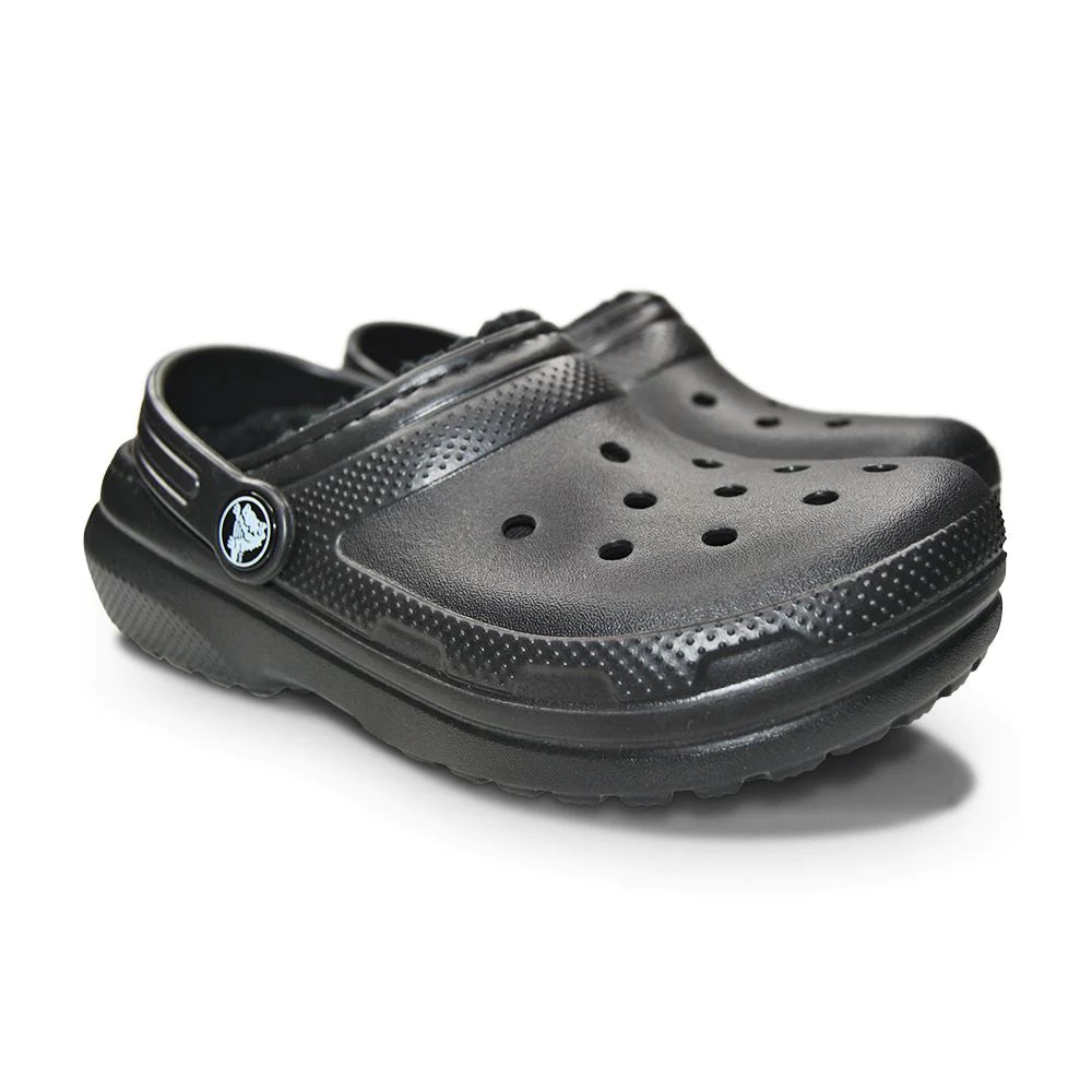 Black fur lined crocs hotsell