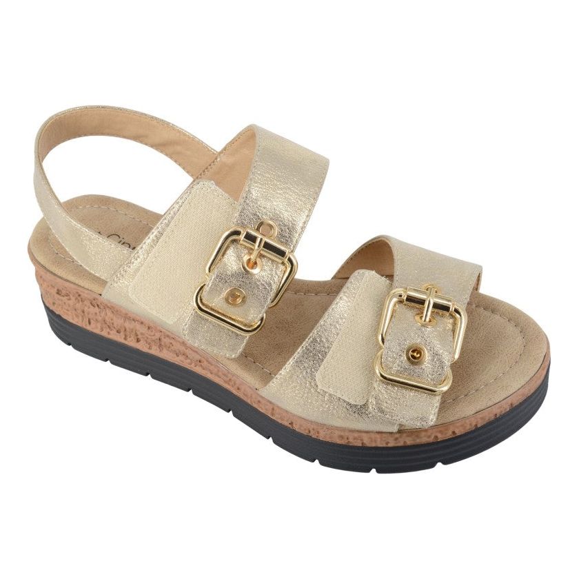 Cipriata L631 GOLD Wedge Buckle Sandals L631BG
