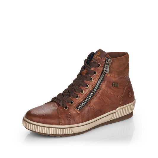 Remonte Ankle Boot D0772-22 BROWN LEATHER with Lace and Zip