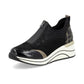 Remonte Shoes D0t08-02 Trainer style shoe with wedge sole and zip front BLACK COMB D0T08-02