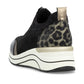 Remonte Shoes D0t08-02 Trainer style shoe with wedge sole and zip front BLACK COMB D0T08-02