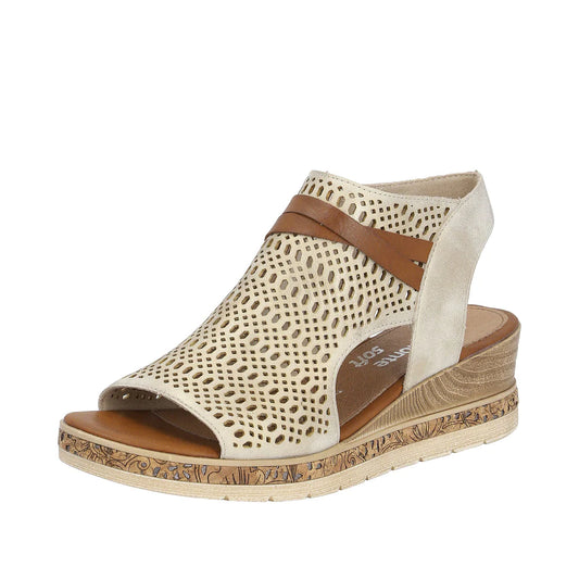 Remonte Gladiator Style low Wedge Metallic Gold Sandal D3075-60