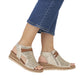 Remonte Gladiator Style low Wedge Metallic Gold Sandal D3075-60