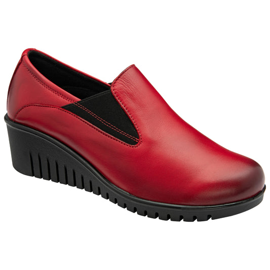 Lotus Shoe Delmar Leather Slip-on Trouser Shoe with wedge heel  RED ULS527