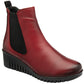 Lotus Boot Dresden Leather Ankle boot with wedge sole elasticated sides and zip  RED DRESDEN