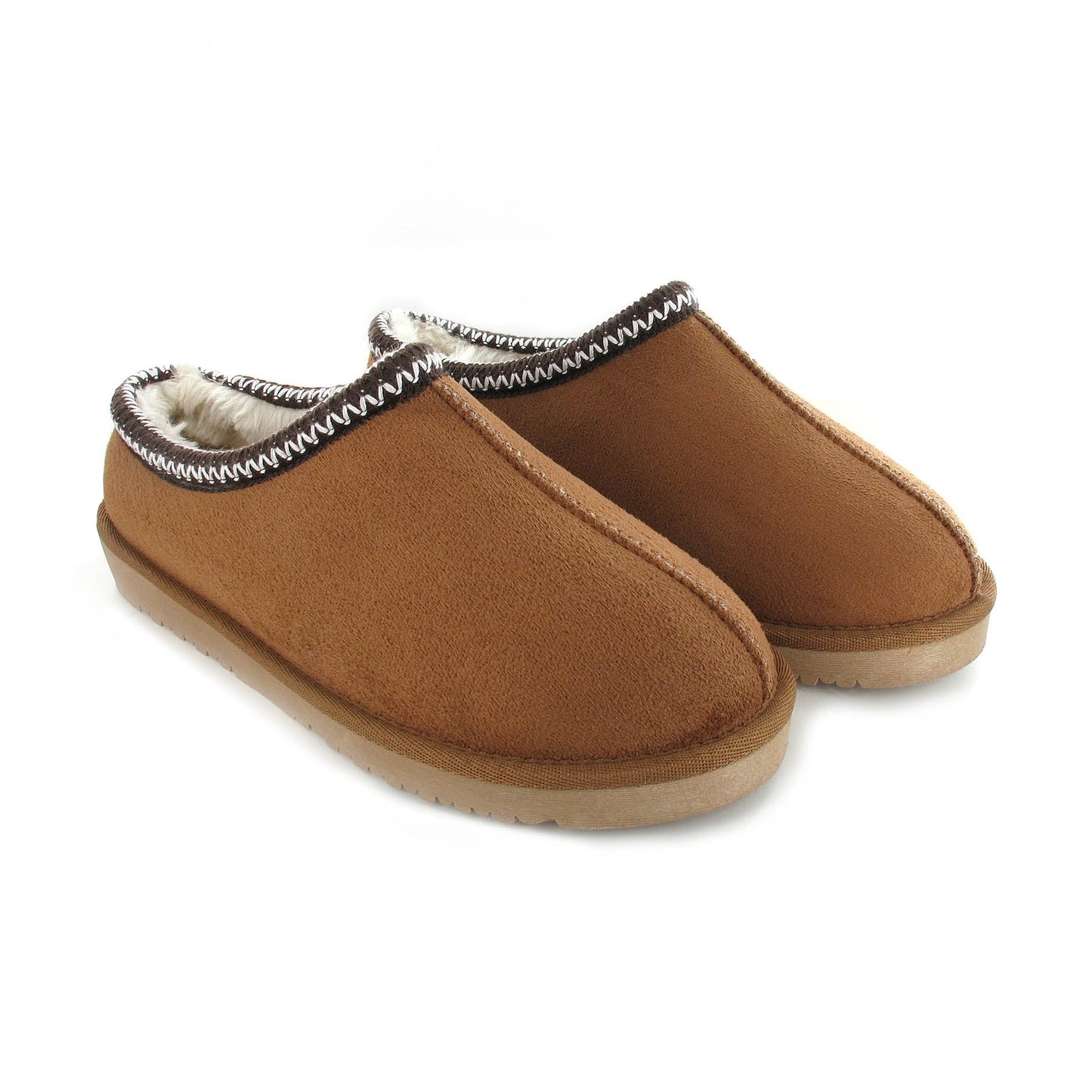 Ella Kelly Embroidered Faux Fur Lined Mule Slipper CHESTNUT