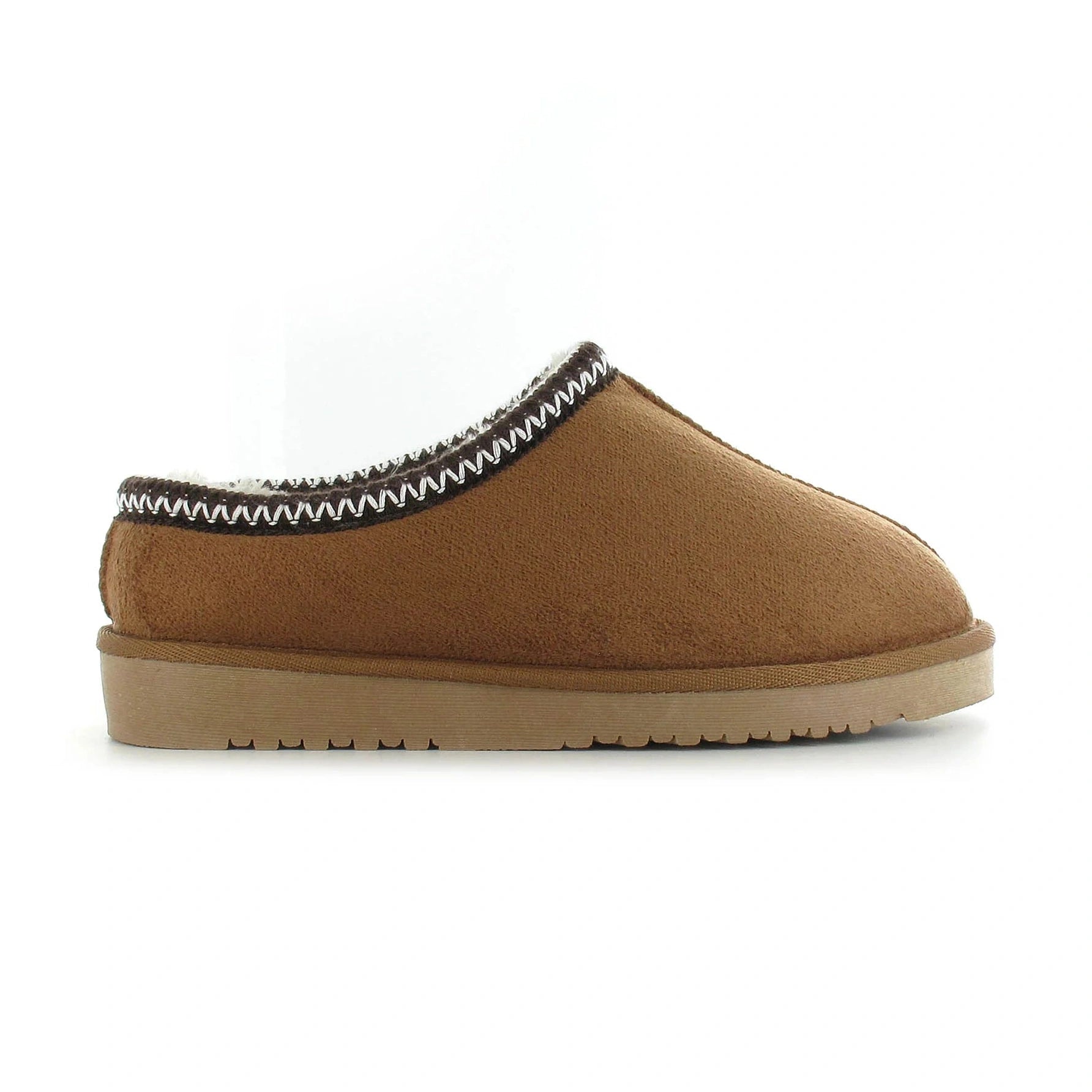 Ella Kelly Embroidered Faux Fur Lined Mule Slipper CHESTNUT