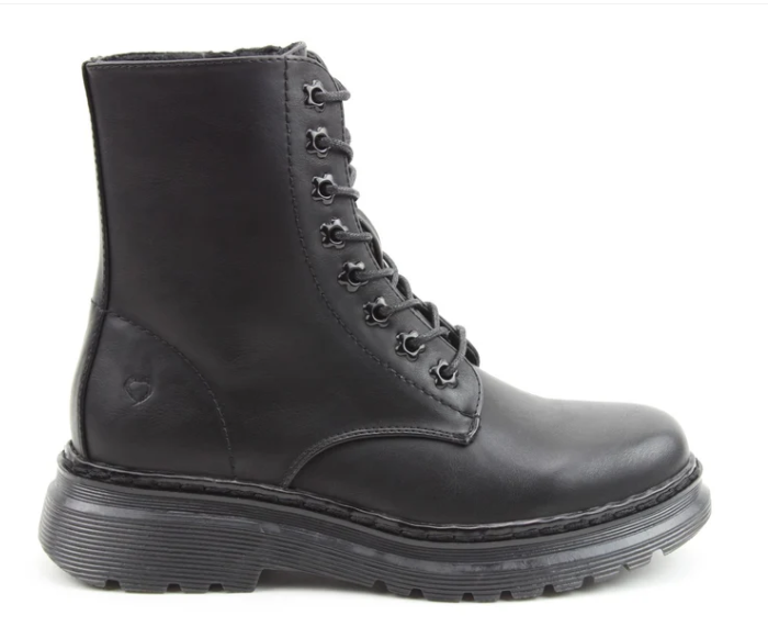 Heavenly Feet Eva Black 8 Eyelet Lace Up Ankle Boot with Zip