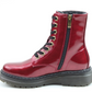 Heavenly Feet Eva RED PATENT Vegan Friendly 8 Eyelet Boot With Laces And Zip