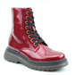 Heavenly Feet Eva RED PATENT Vegan Friendly 8 Eyelet Boot With Laces And Zip
