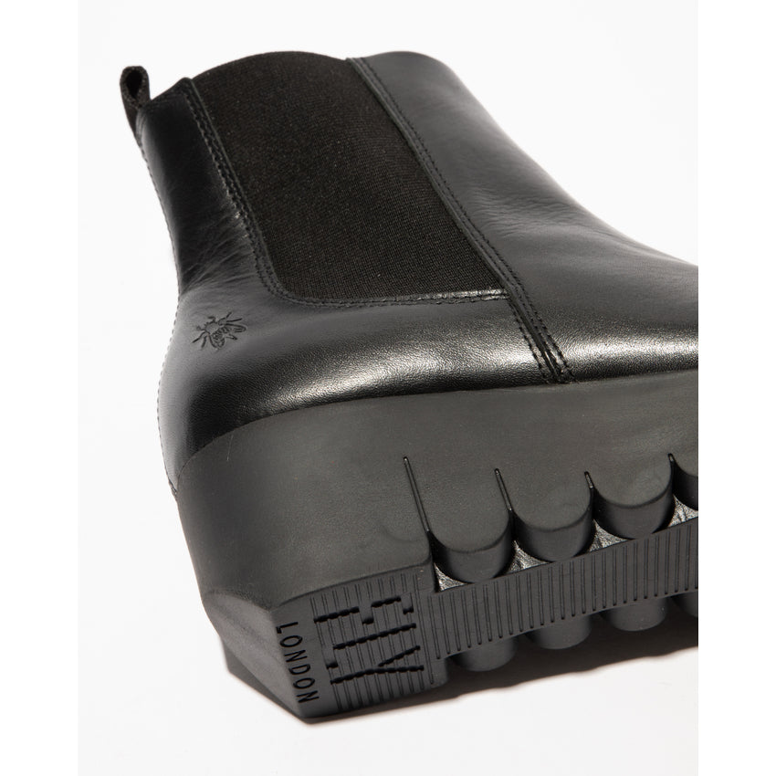 Fly London Vaze BLACK Soft Leather Wedge Heel Chelsea Boot