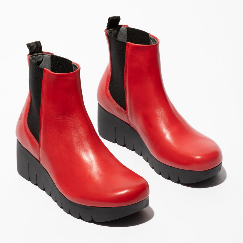 Fly London Vaze RED Leather Wedge Chelsea Boot