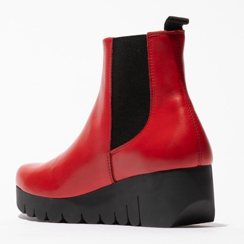 Fly London Vaze RED Leather Wedge Chelsea Boot
