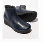 Fly London Vang NAVY Soft Leather Chunky Wedge Zip ankle Boot