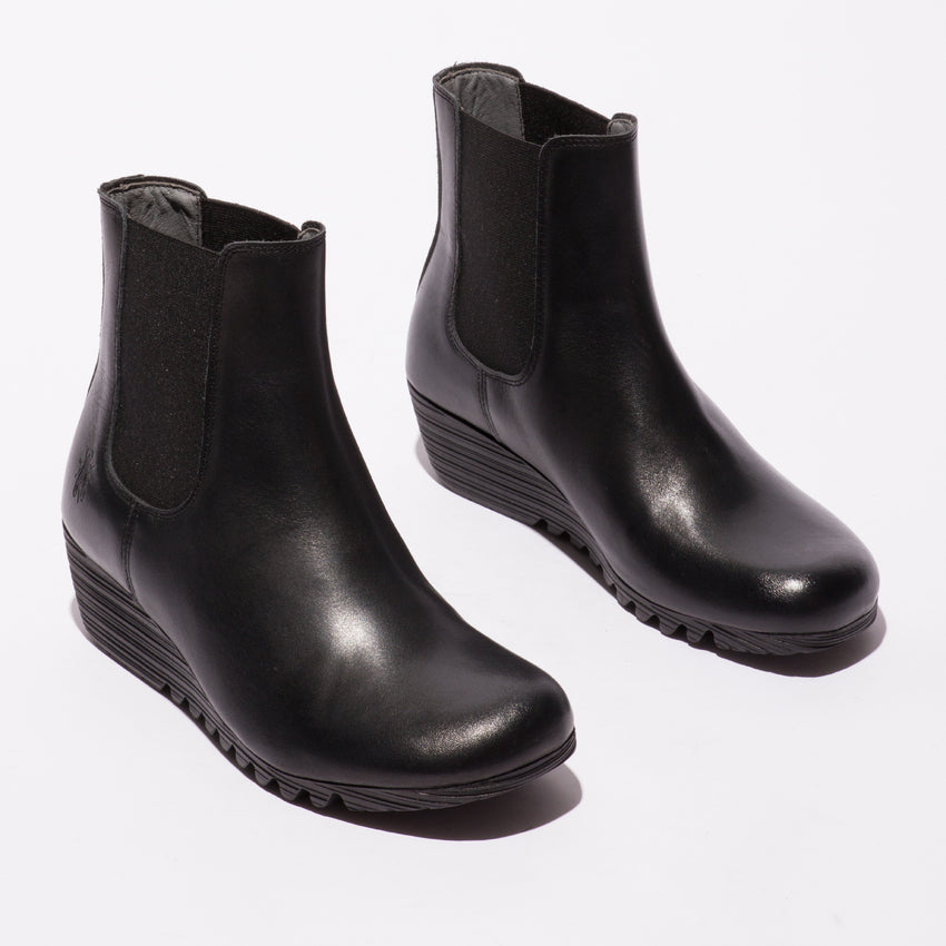 Fly London Orfu Black Ankle Boots
