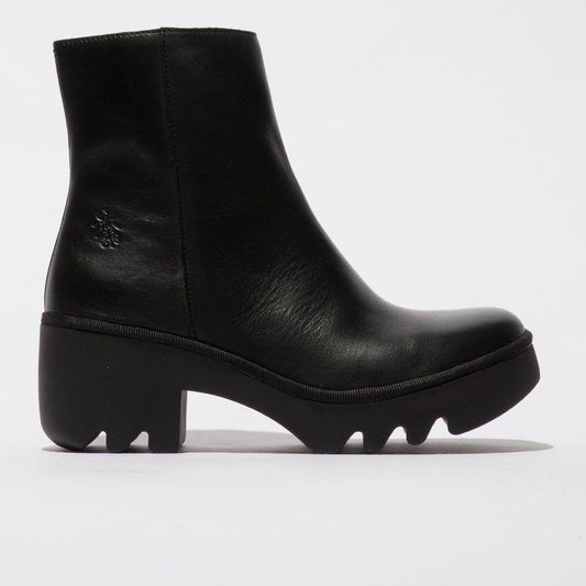 Fly London Toor  Chunky Sole Zip Ankle Boot  BLACK