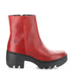 Fly London Toor  Leather Chunky Sole Zip Ankle Boot TOOR RED