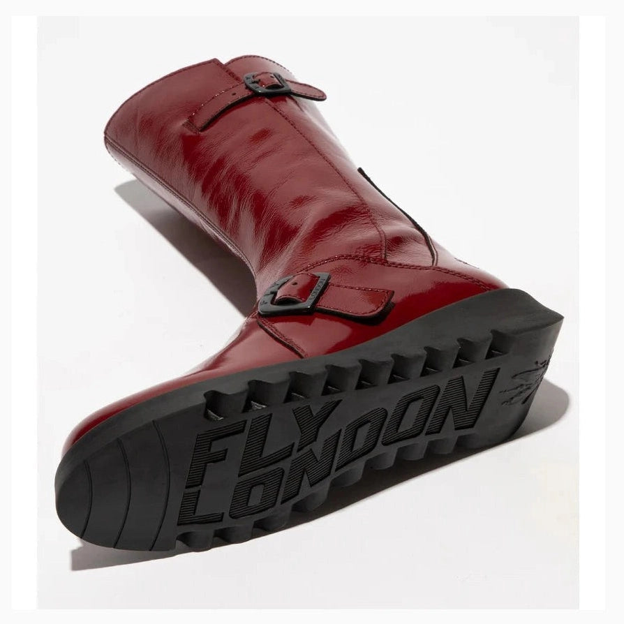 Fly London Mes 2 Rust Red Patent Leather Mid Calf Boot