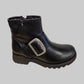 Fly London Riley BLACK Leather Zip Ankle Boot with Buckle Trim