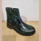 Fly London Riley PETROL Leather Zip Ankle Boot with Buckle Trim