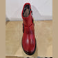 Fly London Riley RED Leather Zip Ankle Boot with Buckle Trim