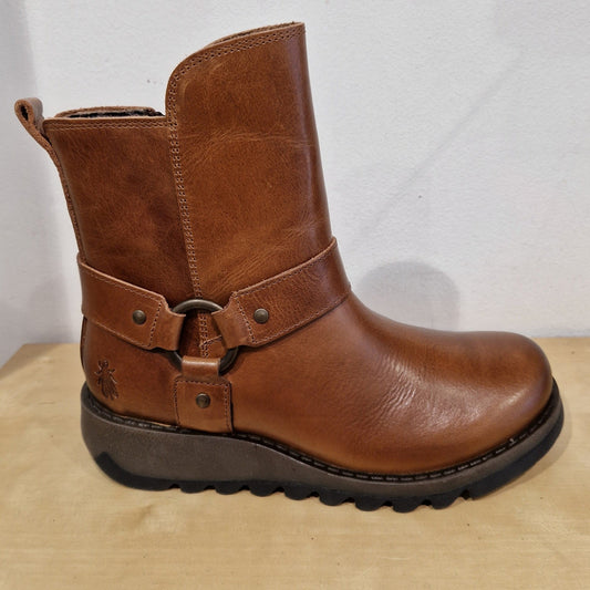 Fly London Soch BROWN Leather Biker style ankle boot