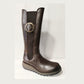Fly London Soif Dark Brown Long Leg Leather Boot With Elastic Gusset and Zip