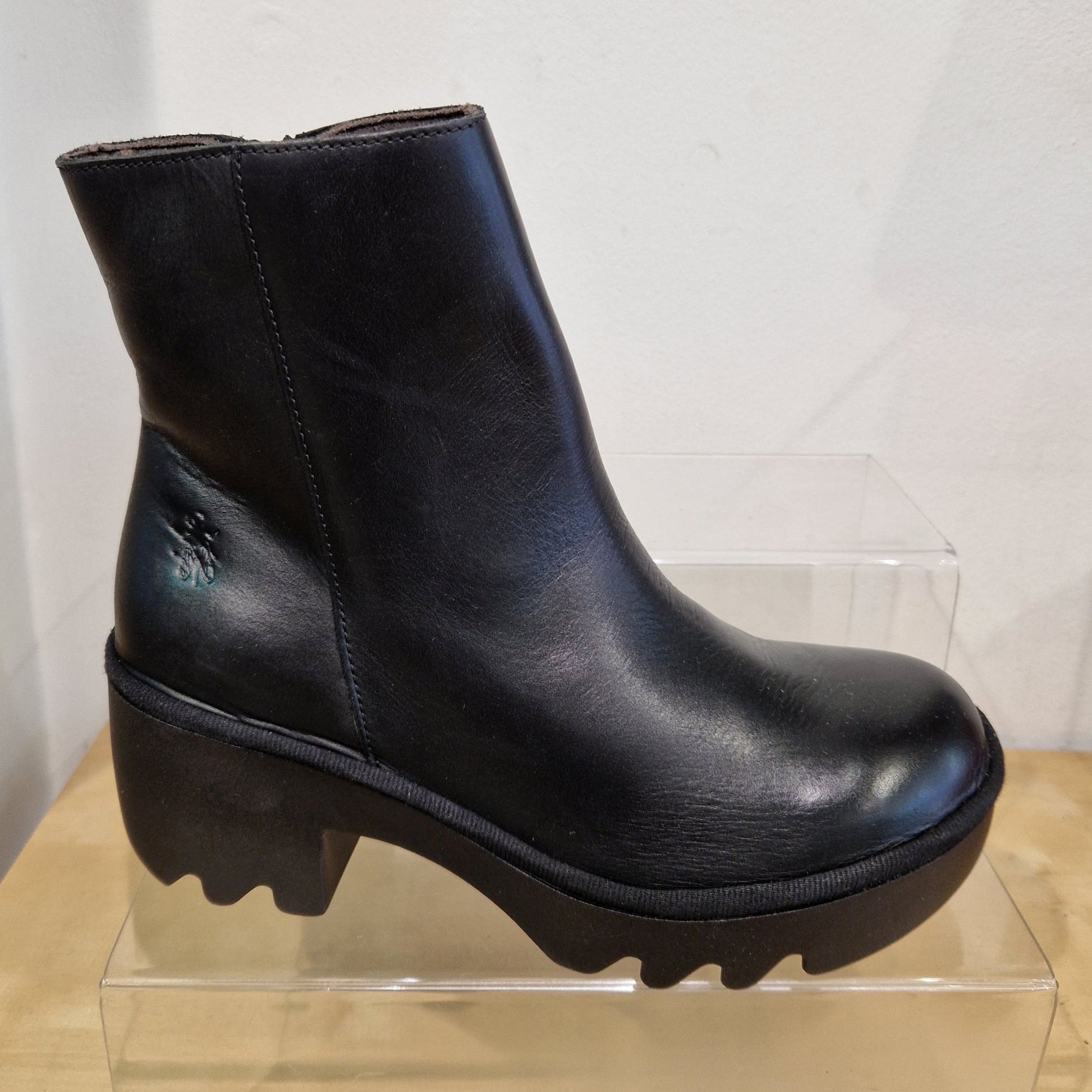 Fly London Toor Chunky Sole Zip Ankle Boot BLACK