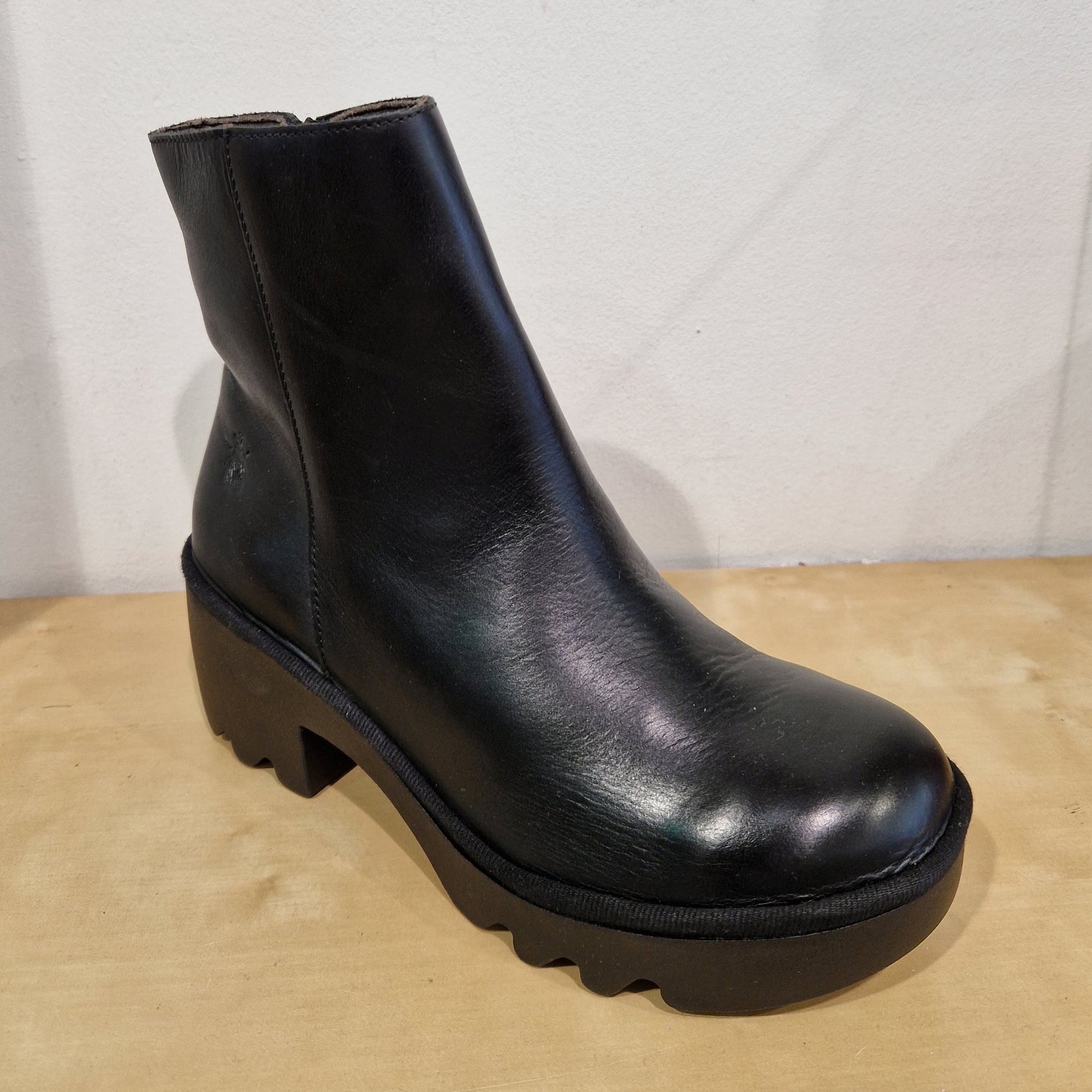 Fly London Toor Chunky Sole Zip Ankle Boot BLACK