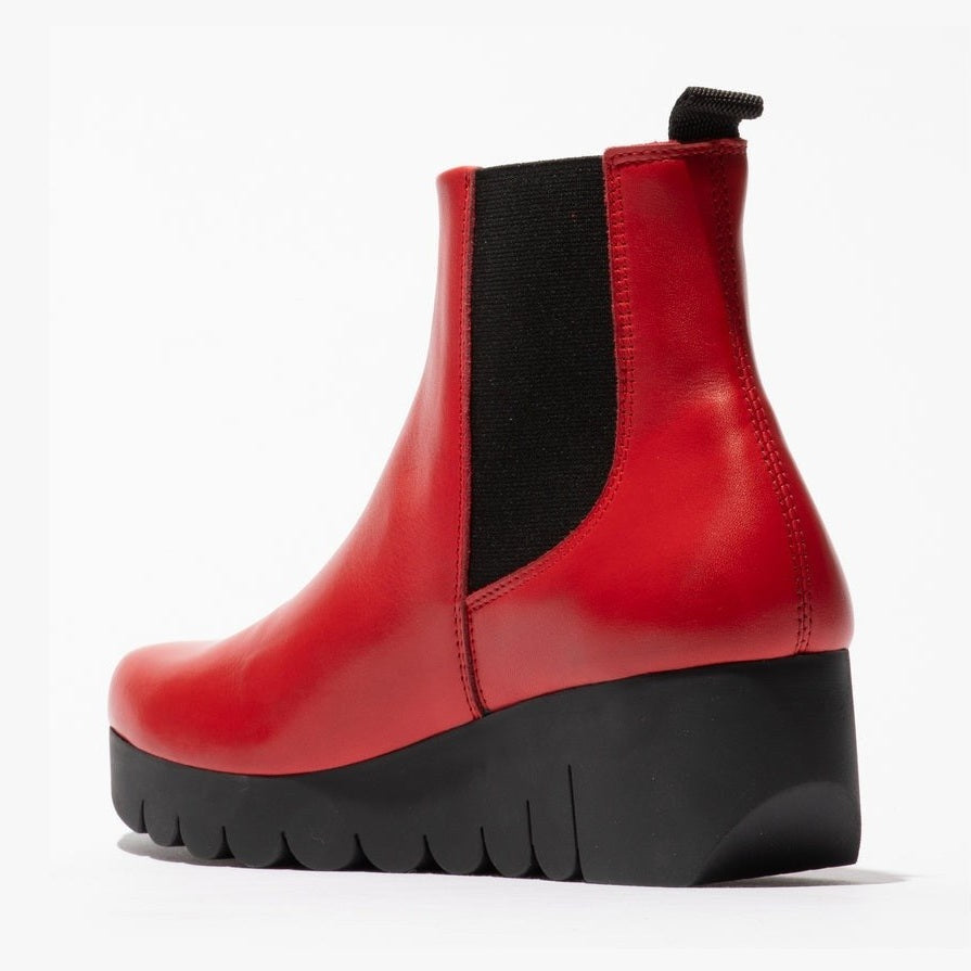 Fly London Vaze RED Leather Wedge Chelsea Boot