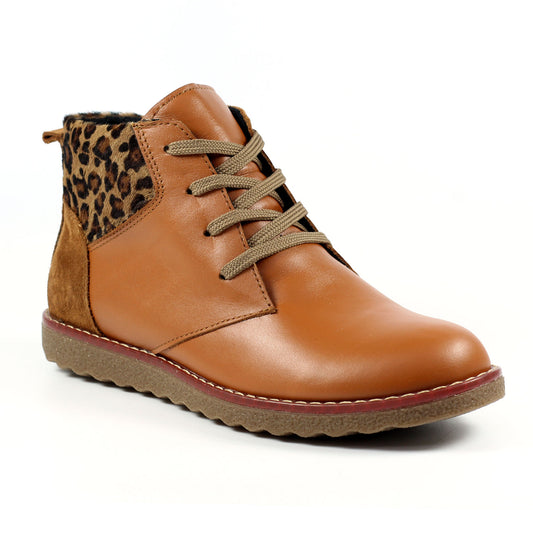 Lunar Ankle Boot with Lace and Zip Portman TAN GLR009 TN