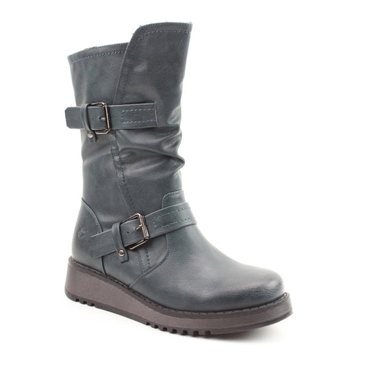 Heavenly Feet Boot Hannah OCEAN Vegan Friendly Mid Calf Wedge Boot