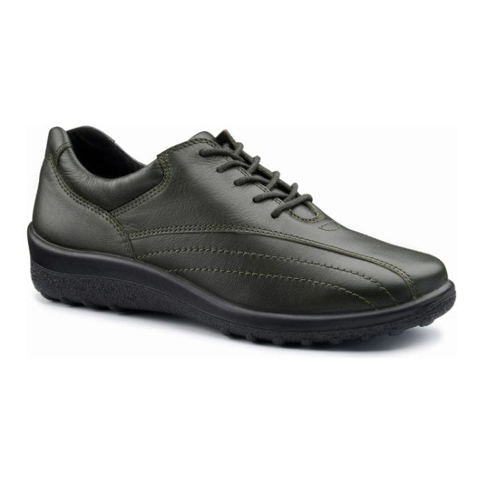 Hotter Shoe Tone  Forest GREEN Leather Lace up Wide Fitting Shoe