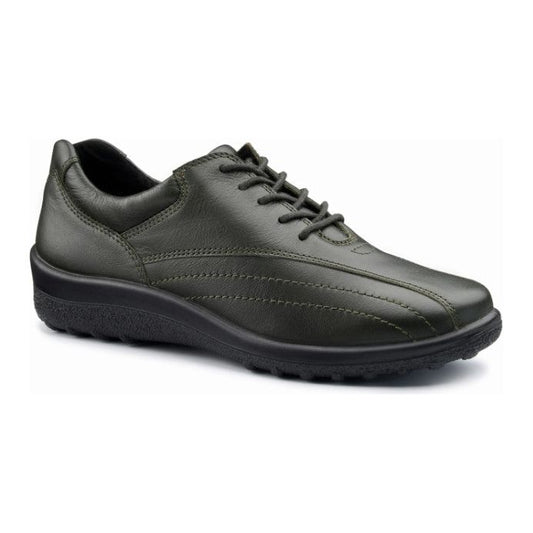 Hotter Shoe Tone  Forest GREEN Leather Lace up Wide Fitting Shoe