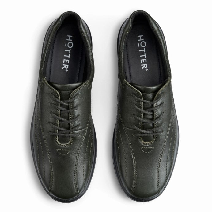Hotter Shoe Tone  Forest GREEN Leather Lace up Wide Fitting Shoe