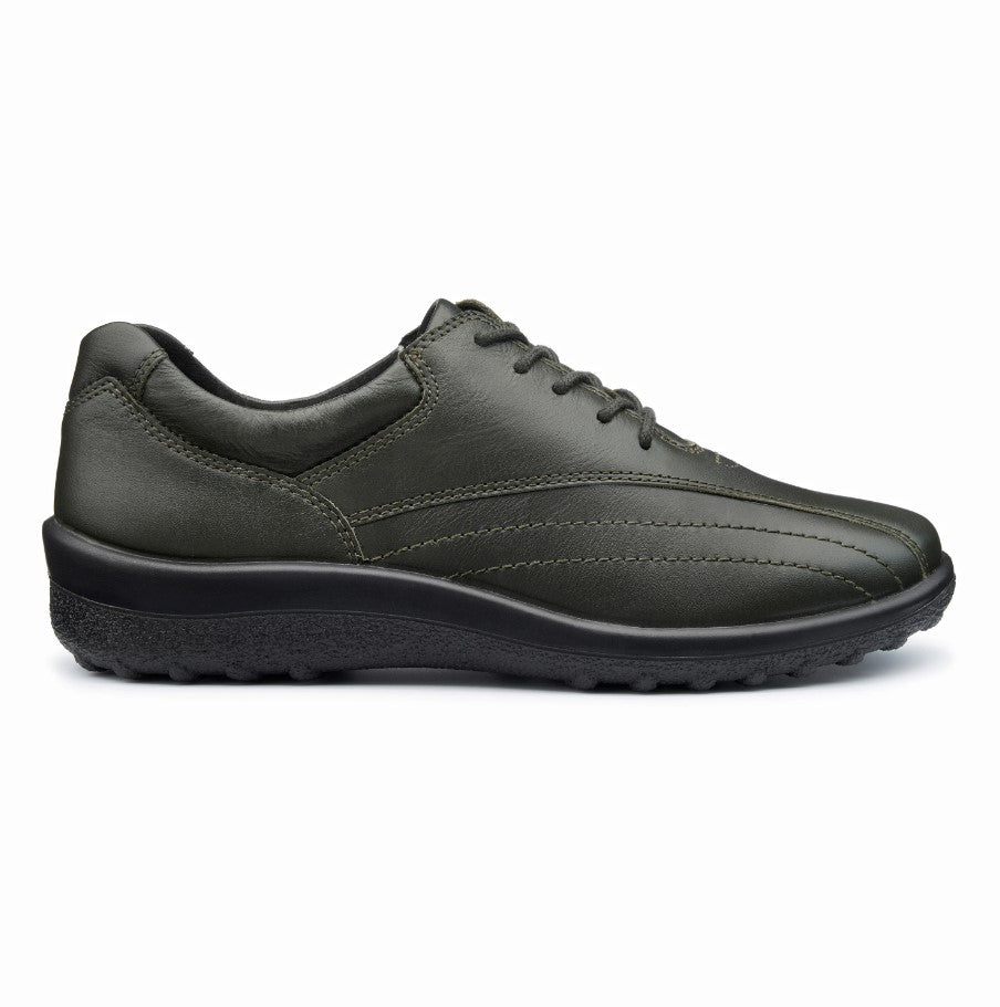 Hotter Shoe Tone  Forest GREEN Leather Lace up Wide Fitting Shoe