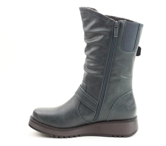 Heavenly Feet Boot Hannah OCEAN Vegan Friendly Mid Calf Wedge Boot