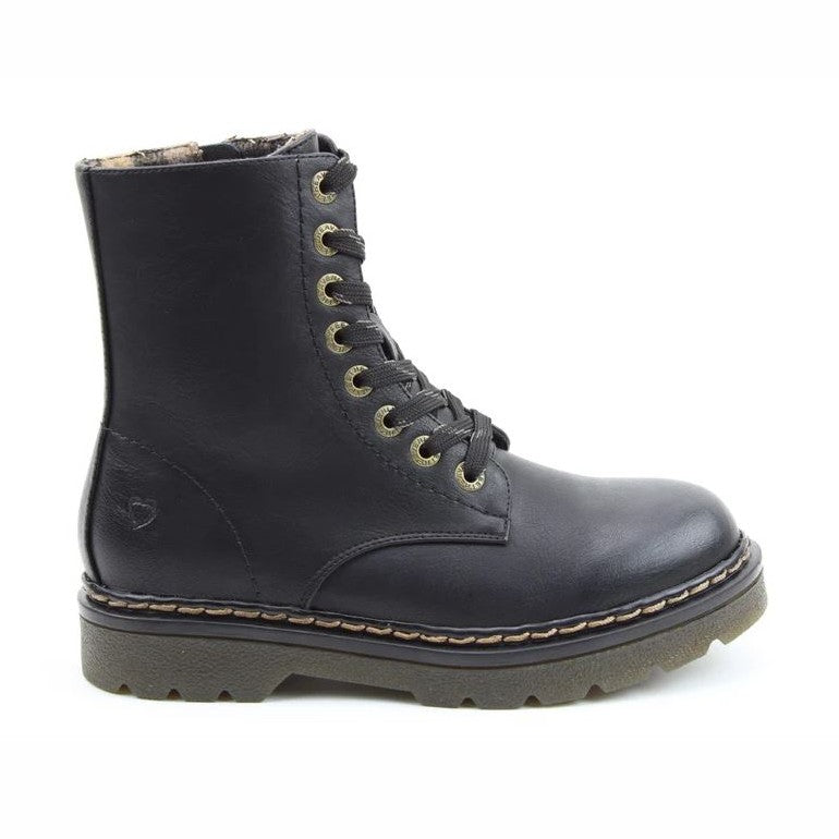 Heavenly Feet Ankle Boot with lace and zip Justina BLACK SMOOTH
